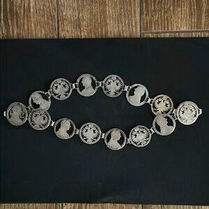 Vintage belt made from cut-out Maria Theresa Thaler silver coins.